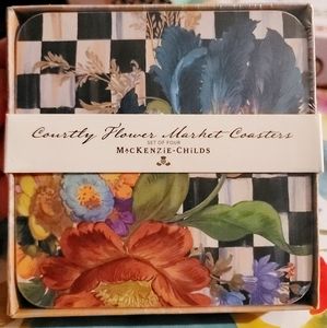 Courtly flower market coasters set of 4.
